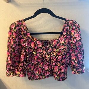 Silky Floral puff sleeve Vero Moda Crop